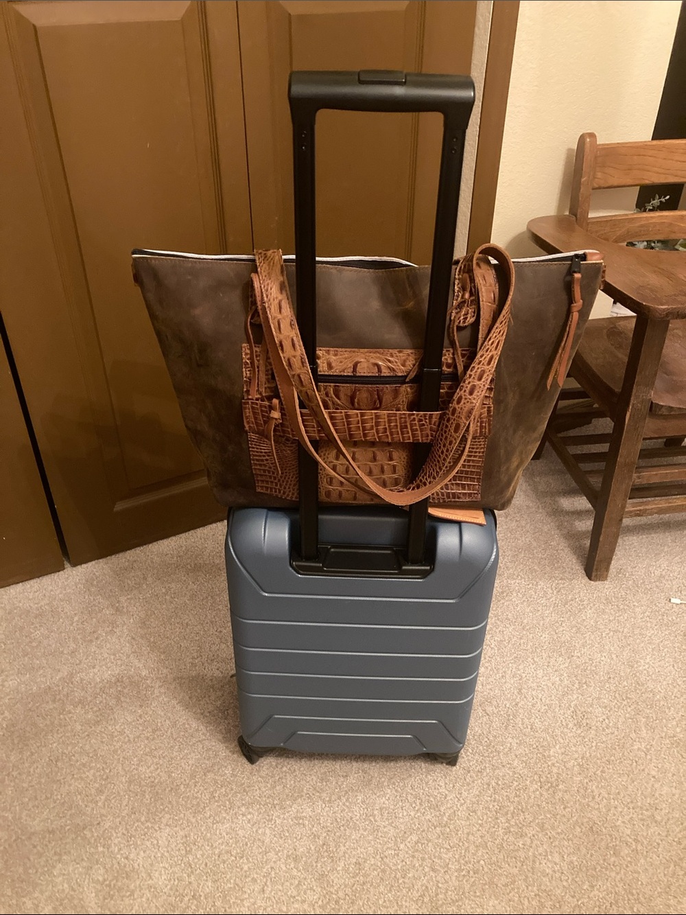 T BAR LEATHER CO Travel Tote Bag HOH & Leather NWOT - Picture 3 of 12
